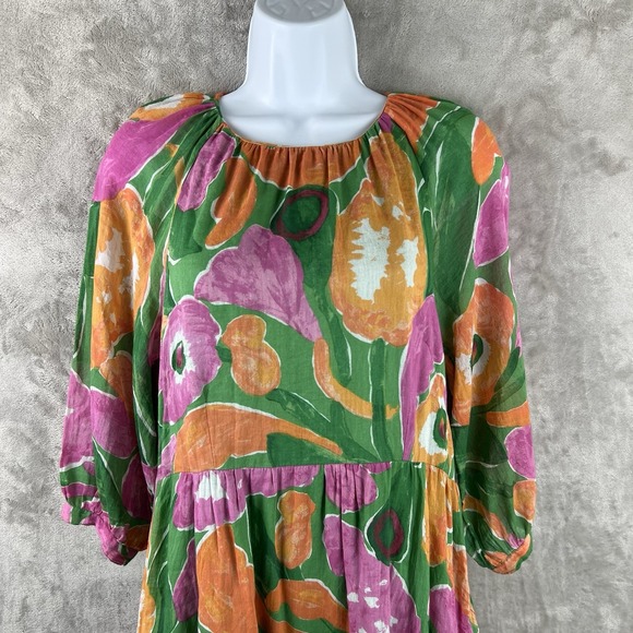 Banjanan Abigail Dress Floral Puff Sleeve Ruffle Hem Women's Small‎ - Picture 3 of 10